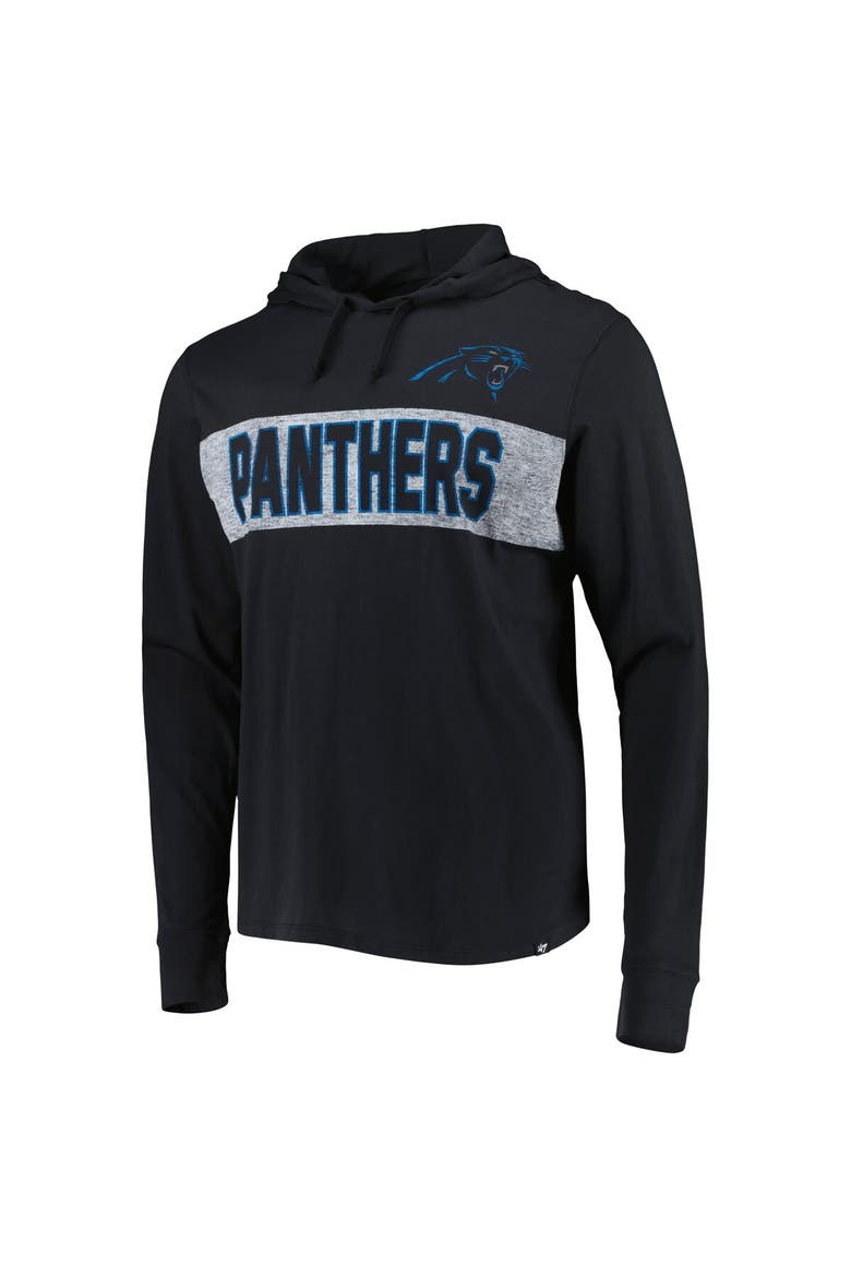 Men's '47 Black Carolina Panthers Field Franklin Hooded Long Sleeve T-Shirt, Alternate, color, Black