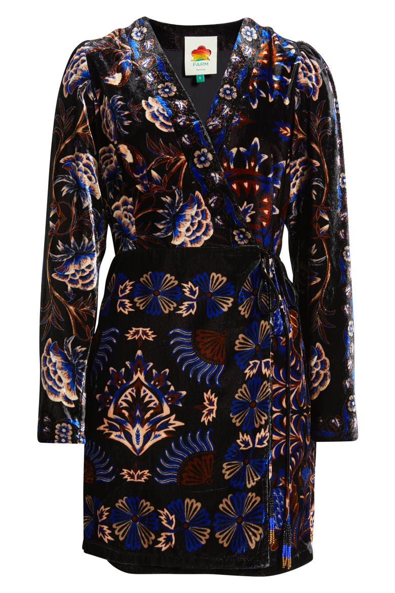 Arabesque Mix Scarves Wrap Minidress, Alternate, color, BLACK