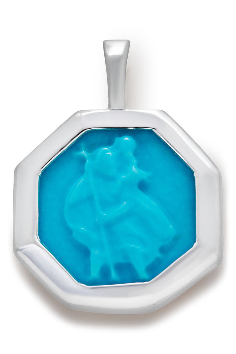 Turquoise Saint Christopher Pendant, Main, color, STERLING SILVER