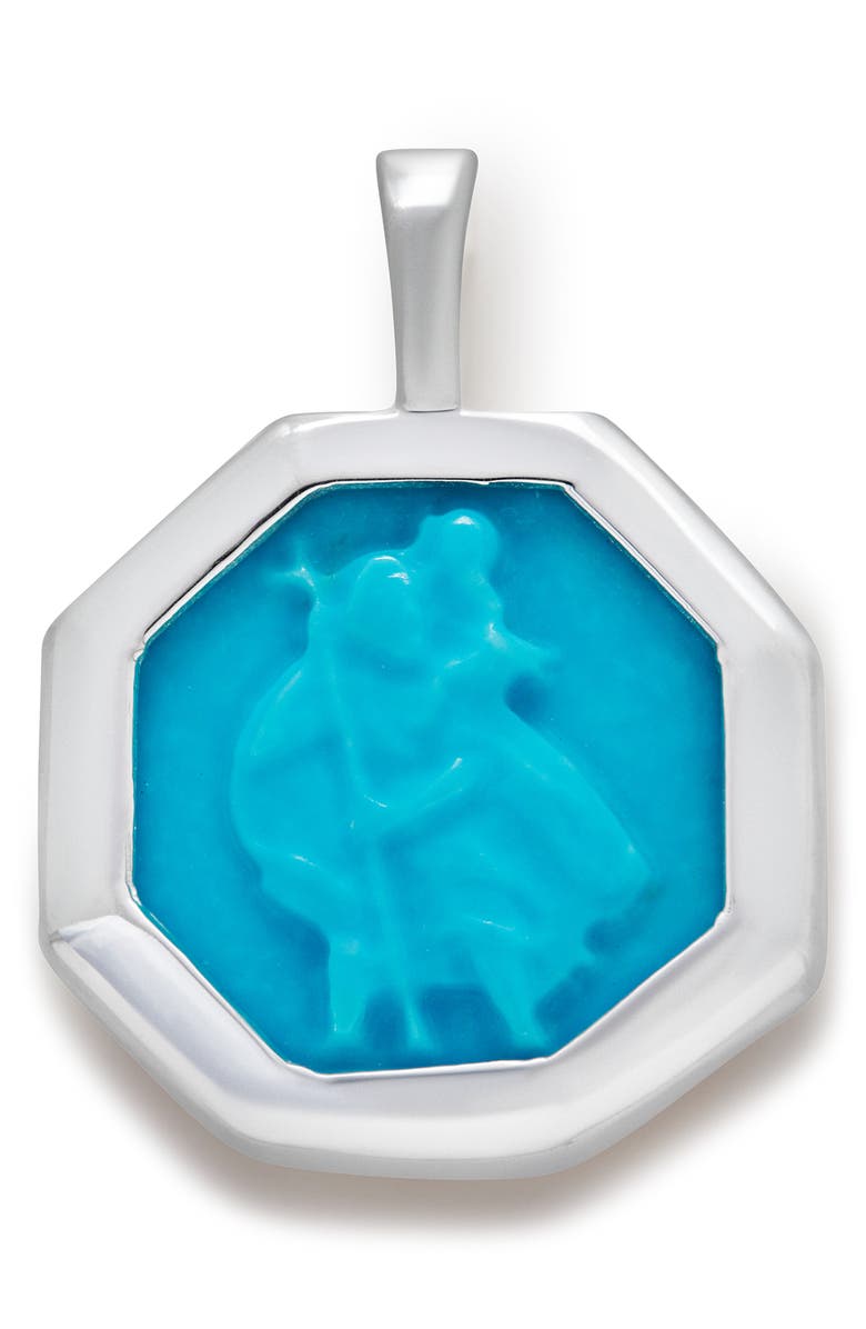Monica Vinader Turquoise Saint Christopher Pendant, Main, color, Sterling Silver