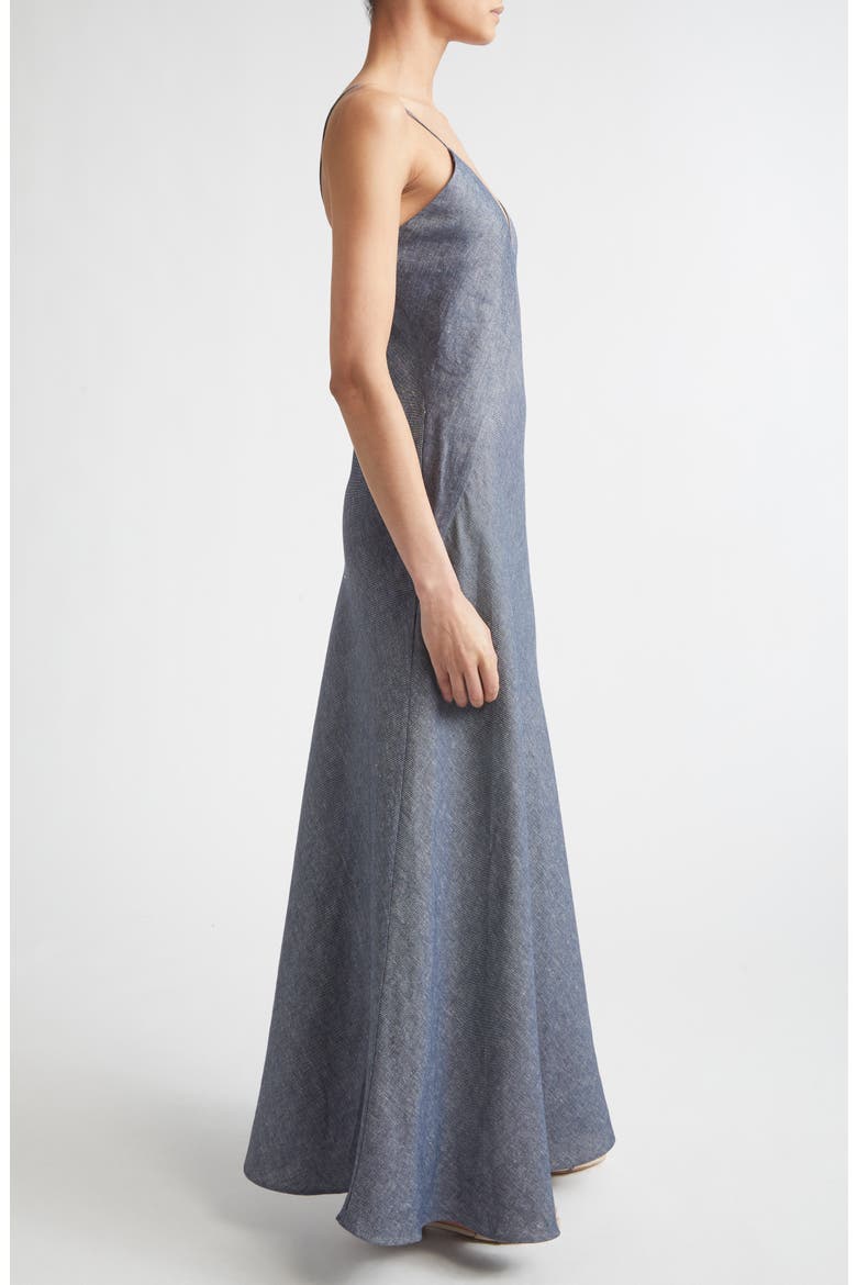 Bias Cut Linen Blend Chambray Dress, Alternate, color, 11 BLUE