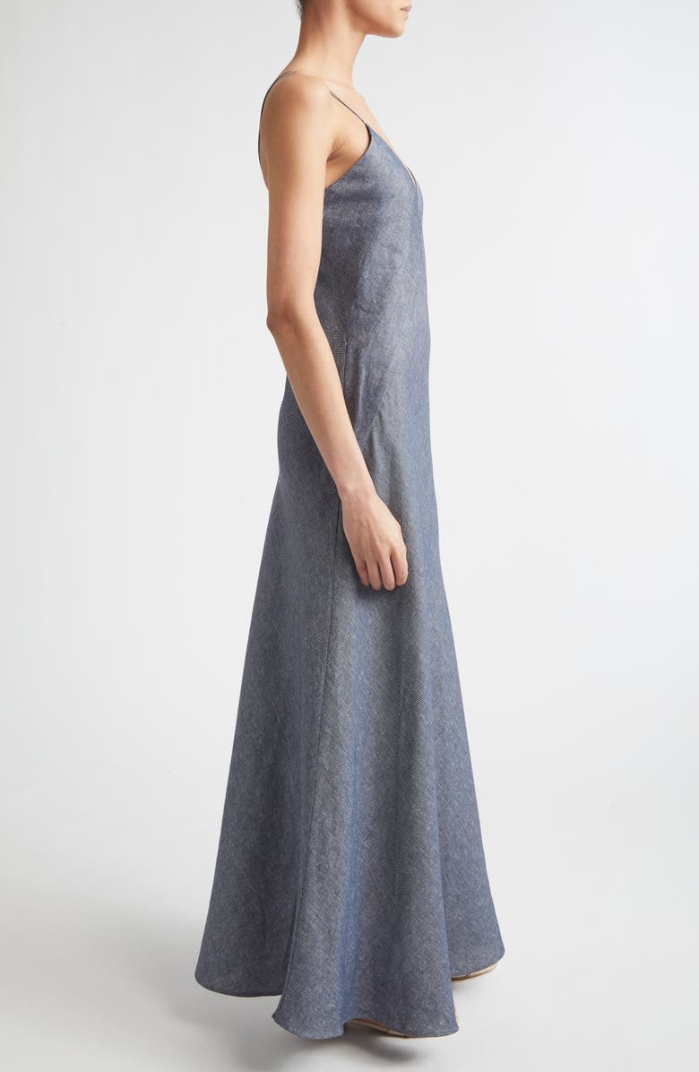 Eleventy Bias Cut Linen Blend Chambray Dress, Alternate, color, 11 Blue