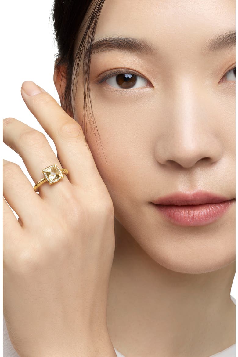 Petite Chatelaine® Pavé Bezel Ring, Alternate, color, YELLOW GOLD/ CHAMPAGNE CITRINE