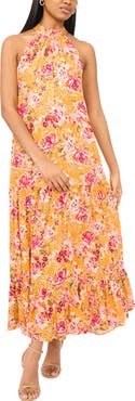 MSK Tiered Maxi Halter Dress