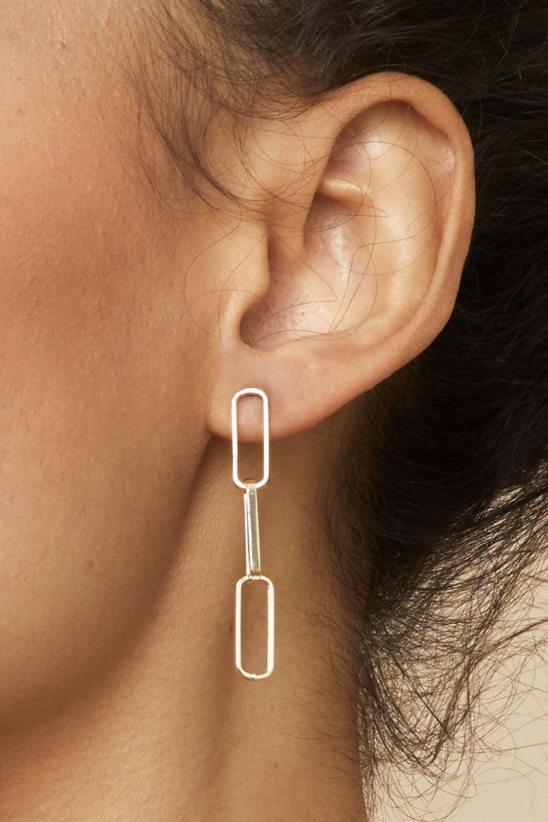 14K Yellow Gold Venice Link Bold Drop Earrings, Alternate, color, Yellow Gold