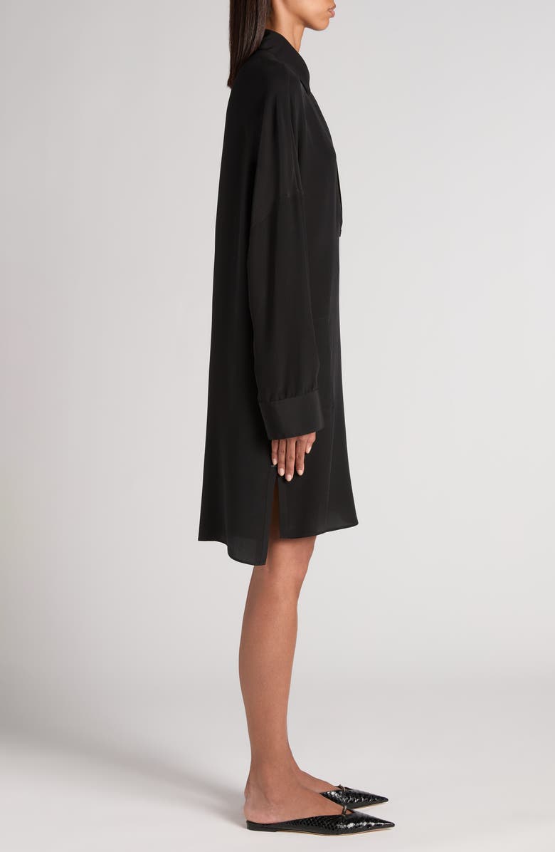 TOM FORD Long Sleeve Silk Crêpe de Chine Tunic Dress, Alternate, color, Black