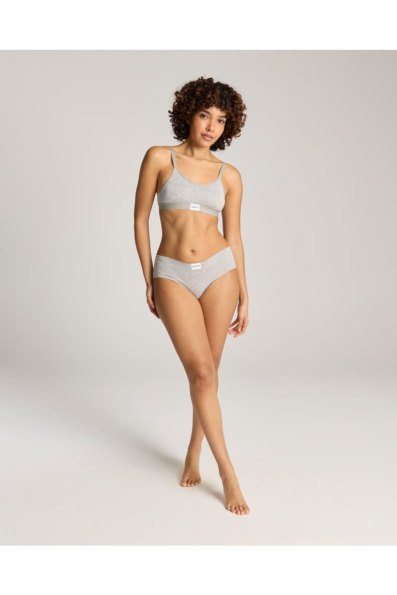 Cotton Modal Contour Scoop Bralette, Alternate, color, Grey Marl