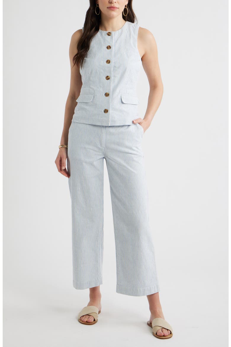 Easy Straight Leg Pants, Alternate, color, IVORY- BLUE JANE STRIPE