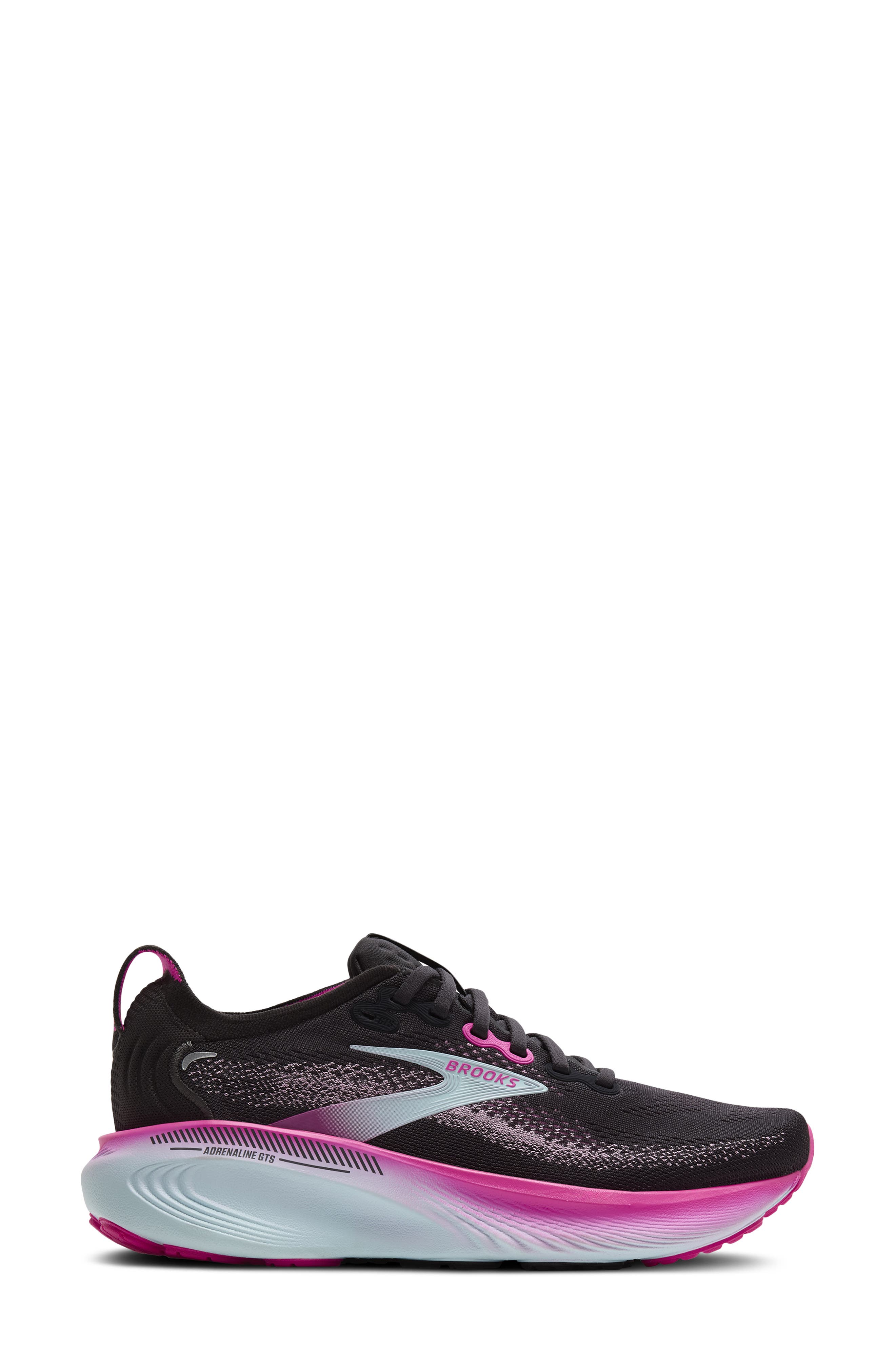 Brooks Adrenaline GTS 25 Running Shoe, Alternate, color, Black/ Cyber Pink/ Iced Aqua