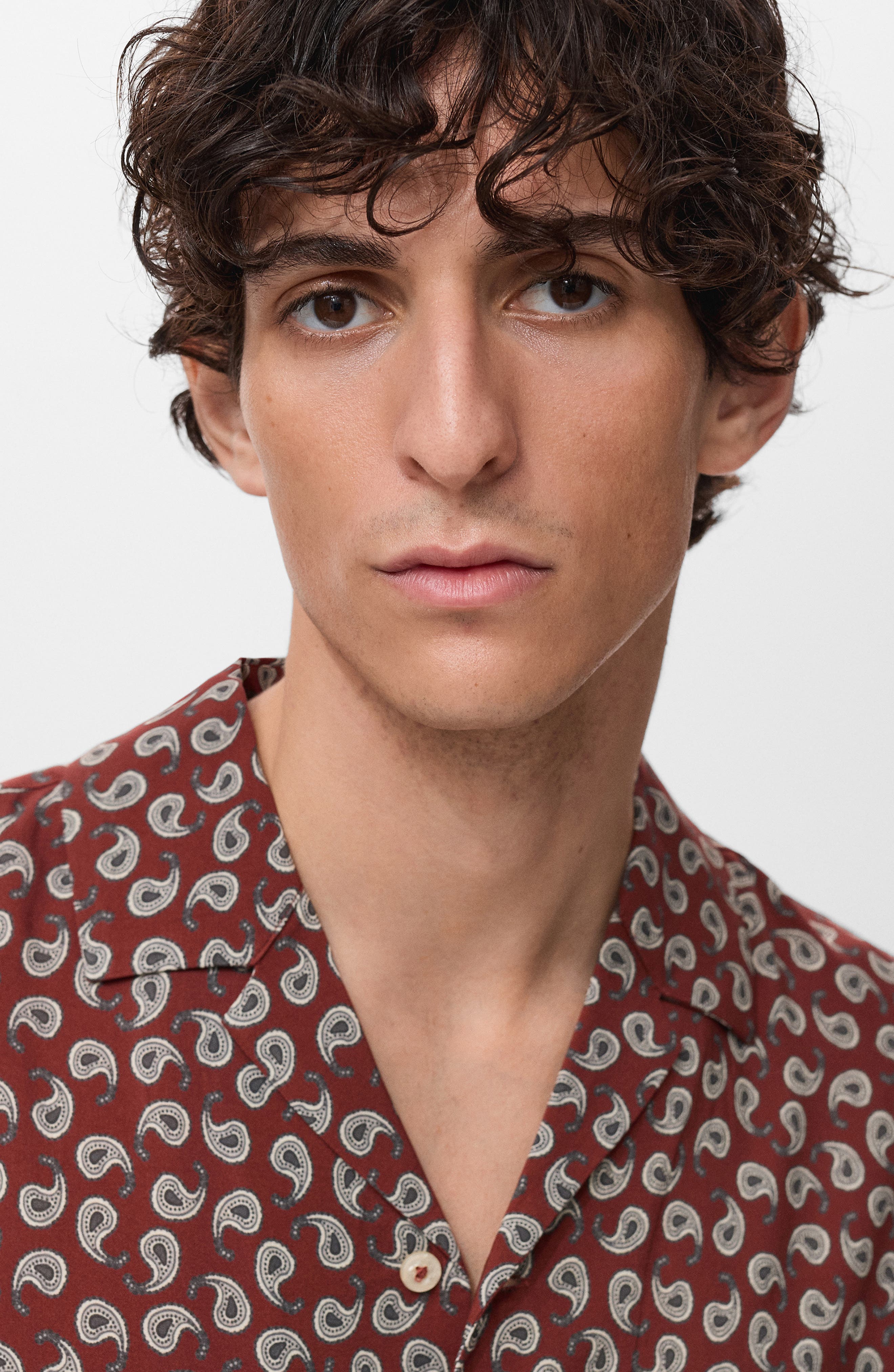 Print Regular Fit Short Sleeve Button-Up Camp Shirt - image 2