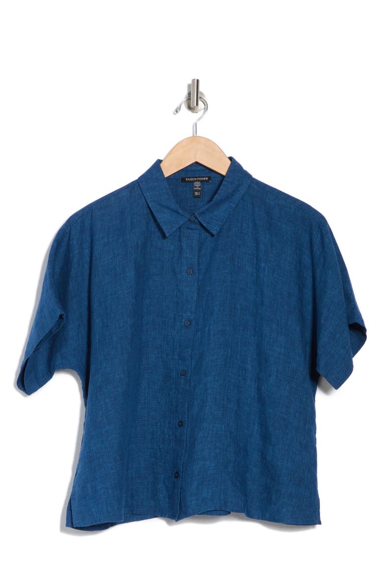 Eileen Fisher Classic Organic Linen Button-Up Shirt, Alternate, color,