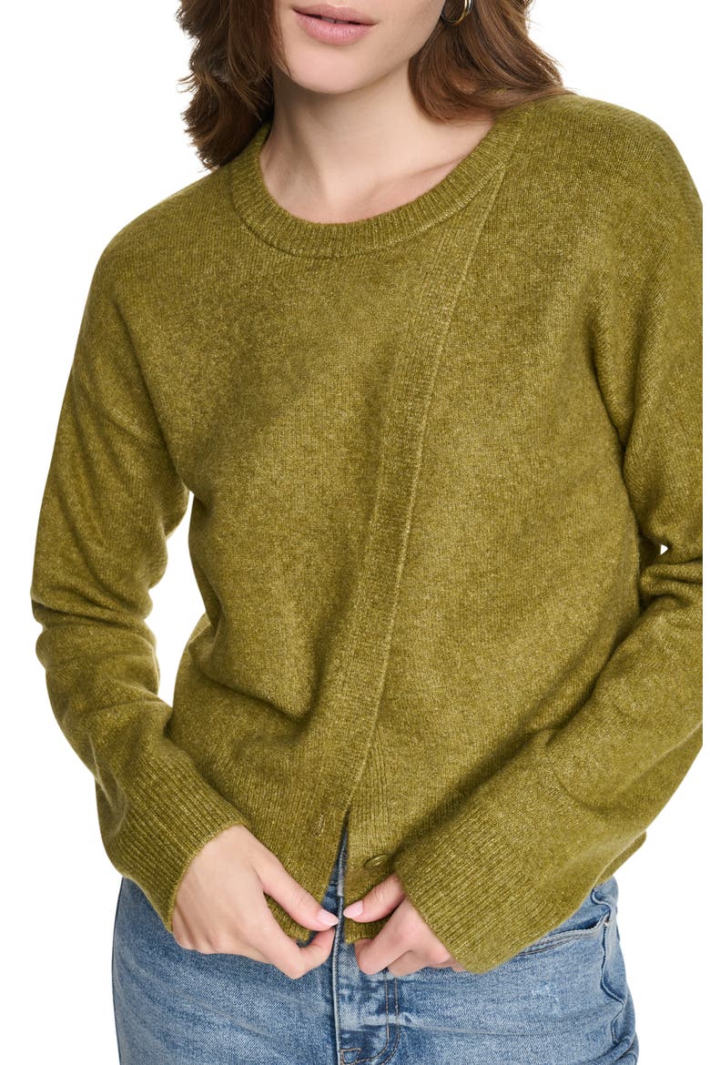Asymmetric Crewneck Sweater, Alternate, color, CROCODILE
