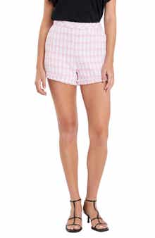English Factory Check Bouclé Fringe Shorts