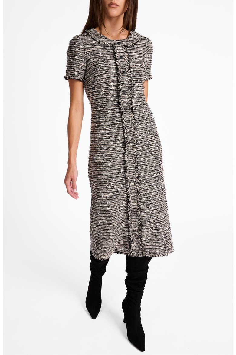 Cass Midi Tweed Dress, Alternate, color, SANDSTONE