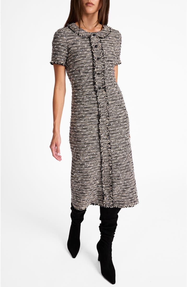 Santorelli Cass Midi Tweed Dress, Alternate, color, Sandstone