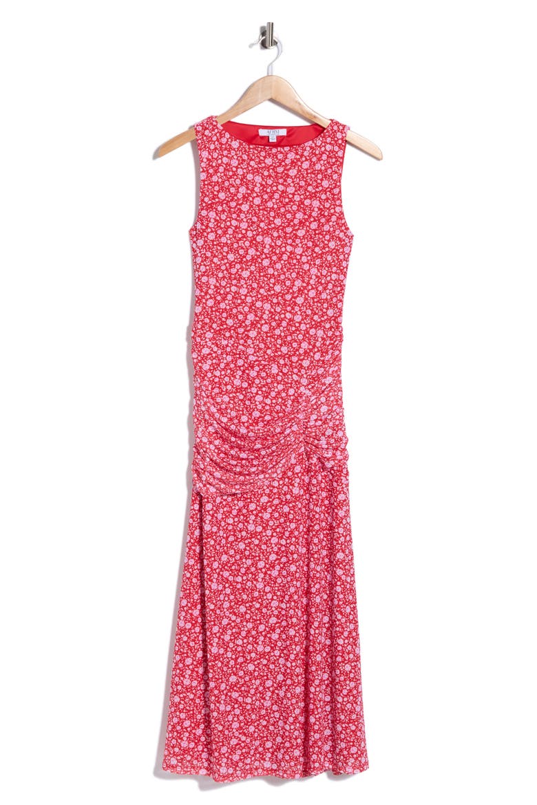 Loren Floral Print Sleeveless Dress, Alternate, color, RED DITSY FLORAL