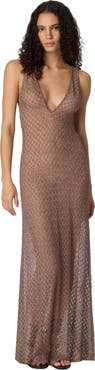 Missoni Cover-up Dress In Lamé Viscose With Spiderweb Motif And V-neckline