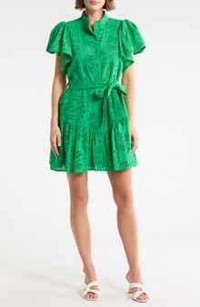 CIEBON Zenaida Eyelet Tie Waist Dress
