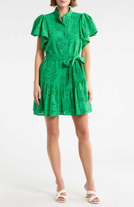 CIEBON Zenaida Eyelet Tie Waist Dress