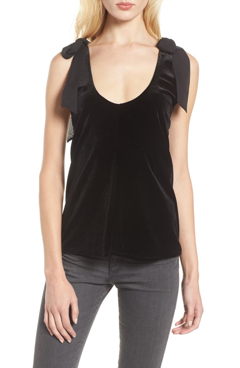 GIBSONLOOK Gibson x Glam Squad Tara Bow Detail Velvet Top, Main, color, 