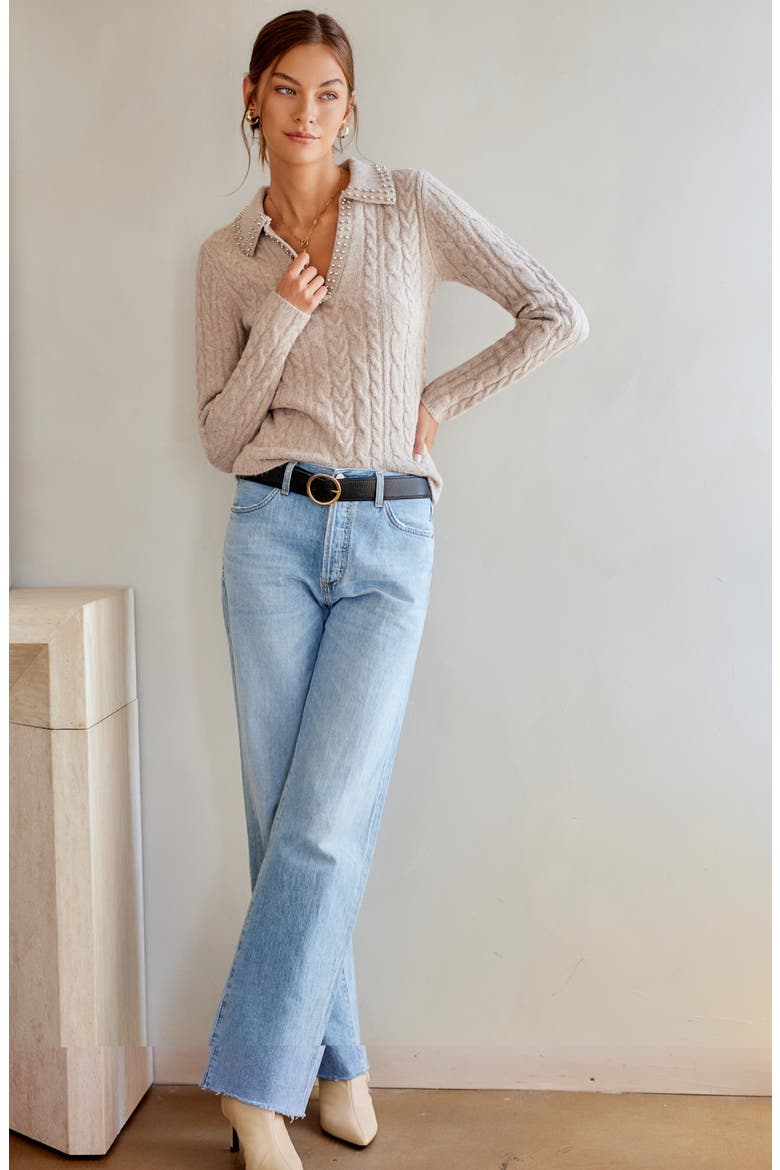 Estelle Cable Knit Sweater, Alternate, color, WHEAT