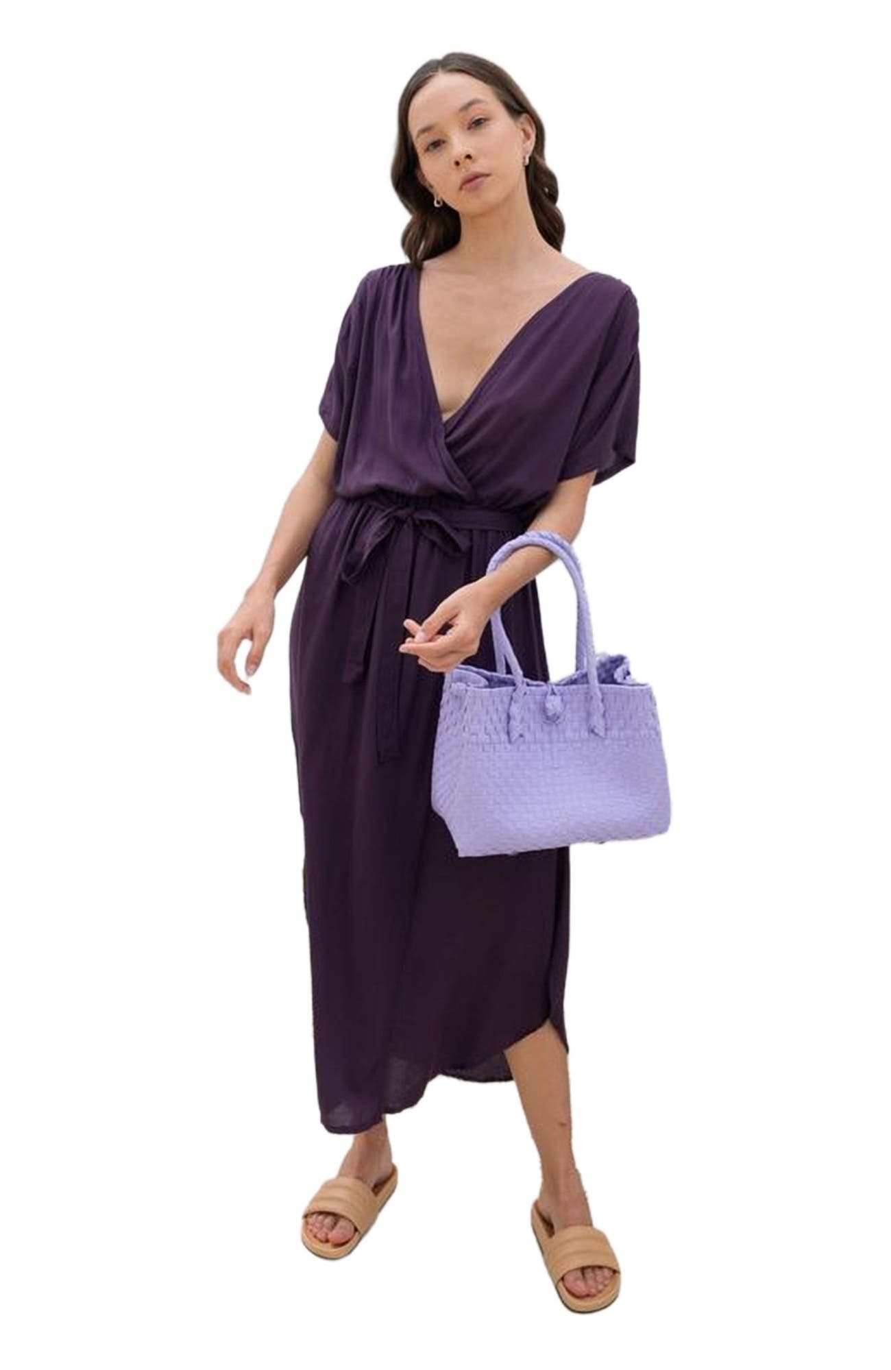 PINK HALEY Zoe Recycled Plastic Woven Tote Small - Lavender, Alternate, color, Purple