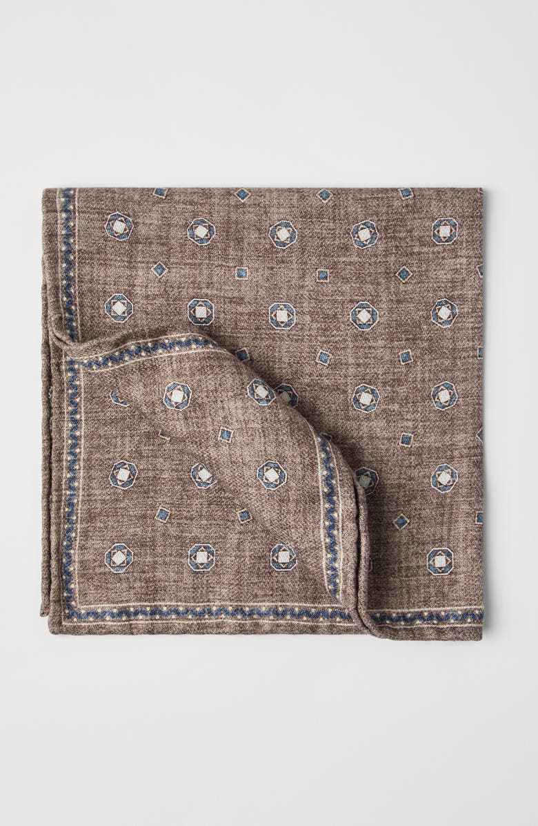 Brunello Cucinelli Double-face pocket square, Alternate, color, Light Brown