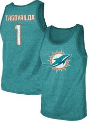 Majestic Threads Men's Majestic Threads Tua Tagovailoa Aqua Miami Dolphins Name & Number Tri-Blend Tank Top