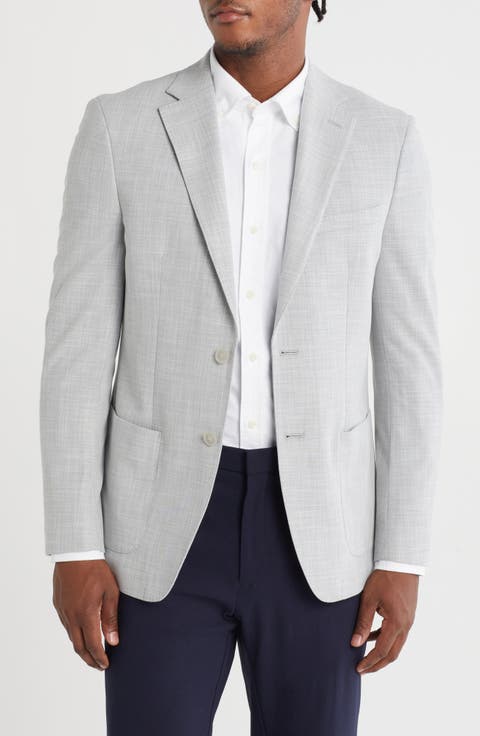 Heather Grey Crosshatch Notch Lapel Sport Coat (Short, Regular & Long)