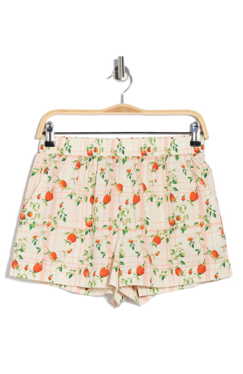Vinyl Icons Floral Print Shorts, Alternate, color, Marshmallow