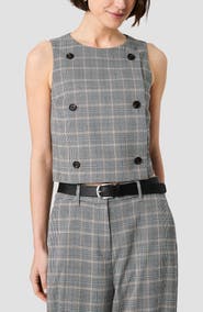 French Connection Matteo Plaid Double Breasted Sleeveless Top