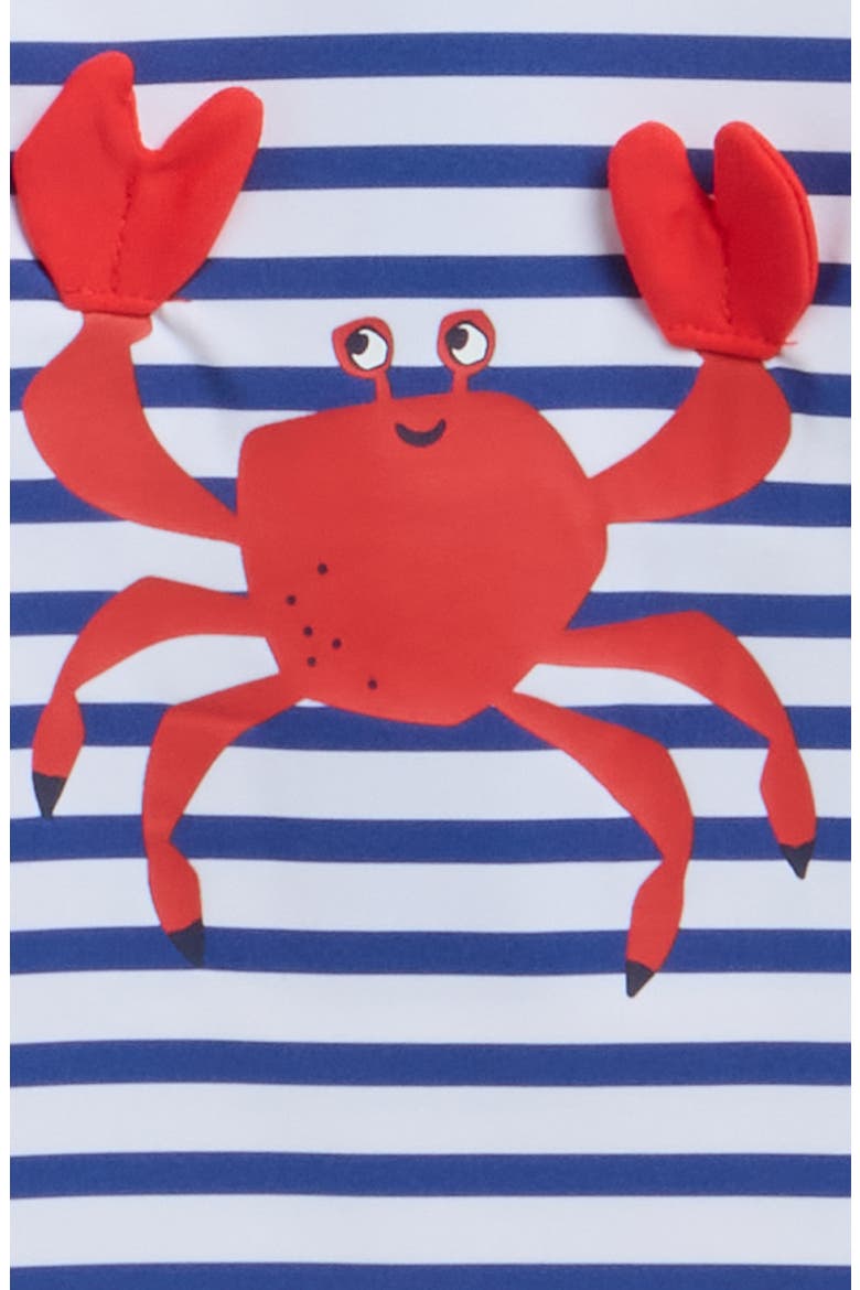 Crab Long Sleeve UPF 50+ One-Piece Rashguard Swimsuit, Alternate, color, BLUE STRIPE