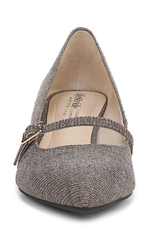 Lifestride Madelyn Mary Jane Pointed Toe Kitten Heel Pump In Brown