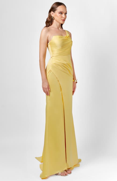 Bariano Davina One Shoulder Gown In Yellow