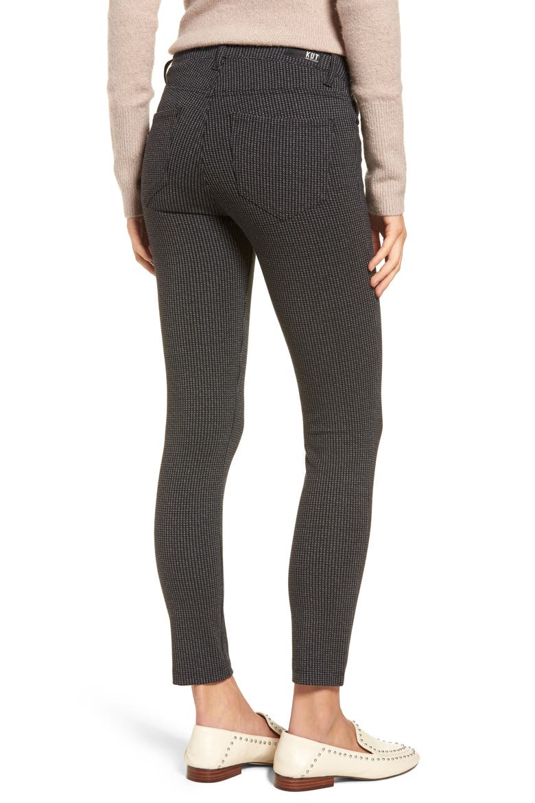 Donna Print Ponte Knit Skinny Pants, Alternate, color, BLACK/ GREY