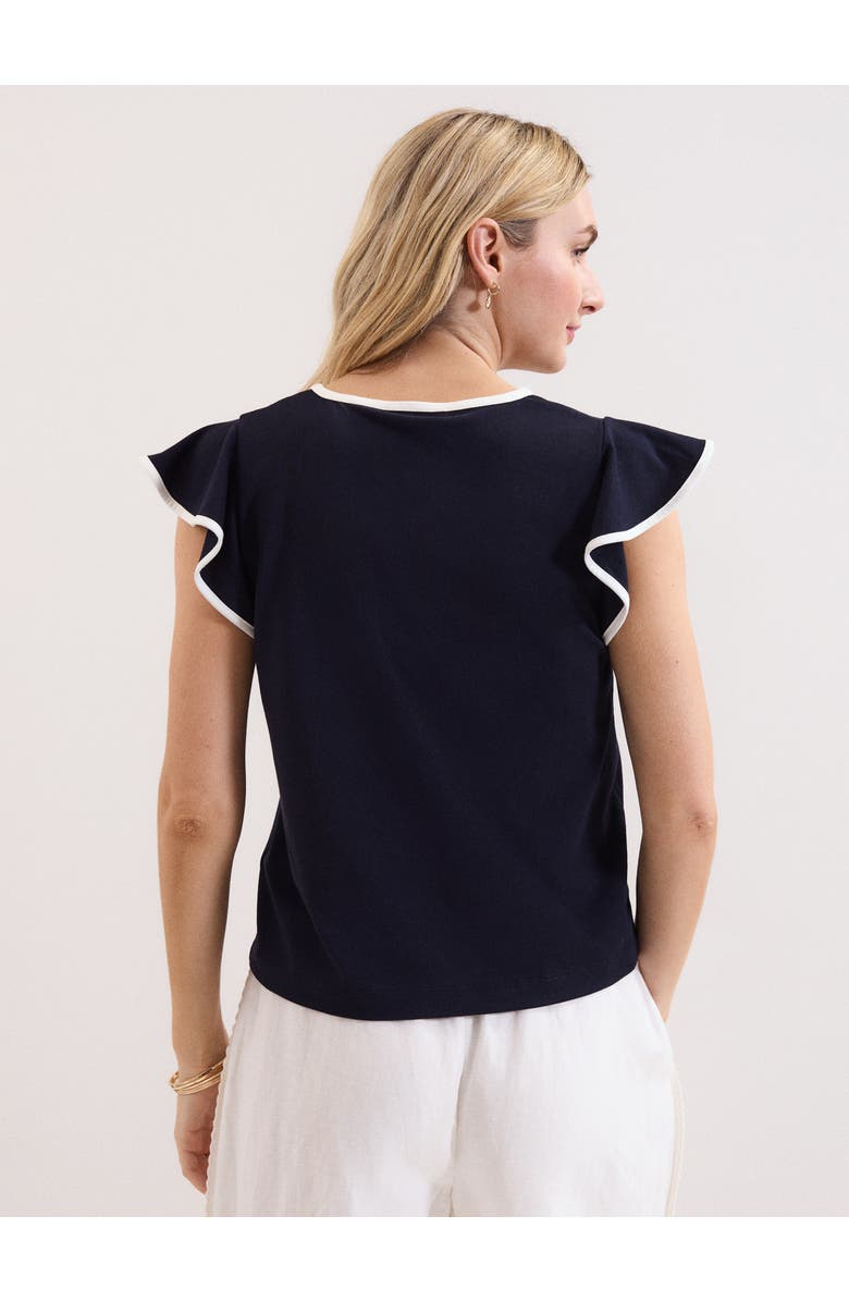 Phase Eight Fleur Ruffle Sleeve V-Neck Top, Alternate, color, Navy