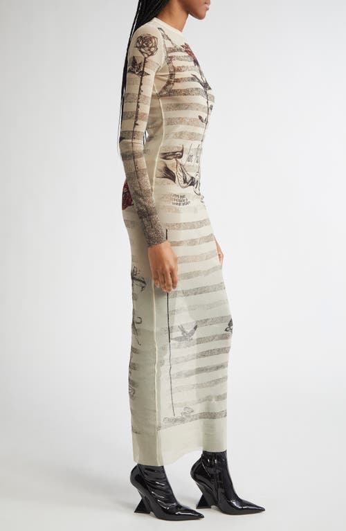 Jean Paul Gaultier Tattoo Marinière Long Sleeve Mesh Dress