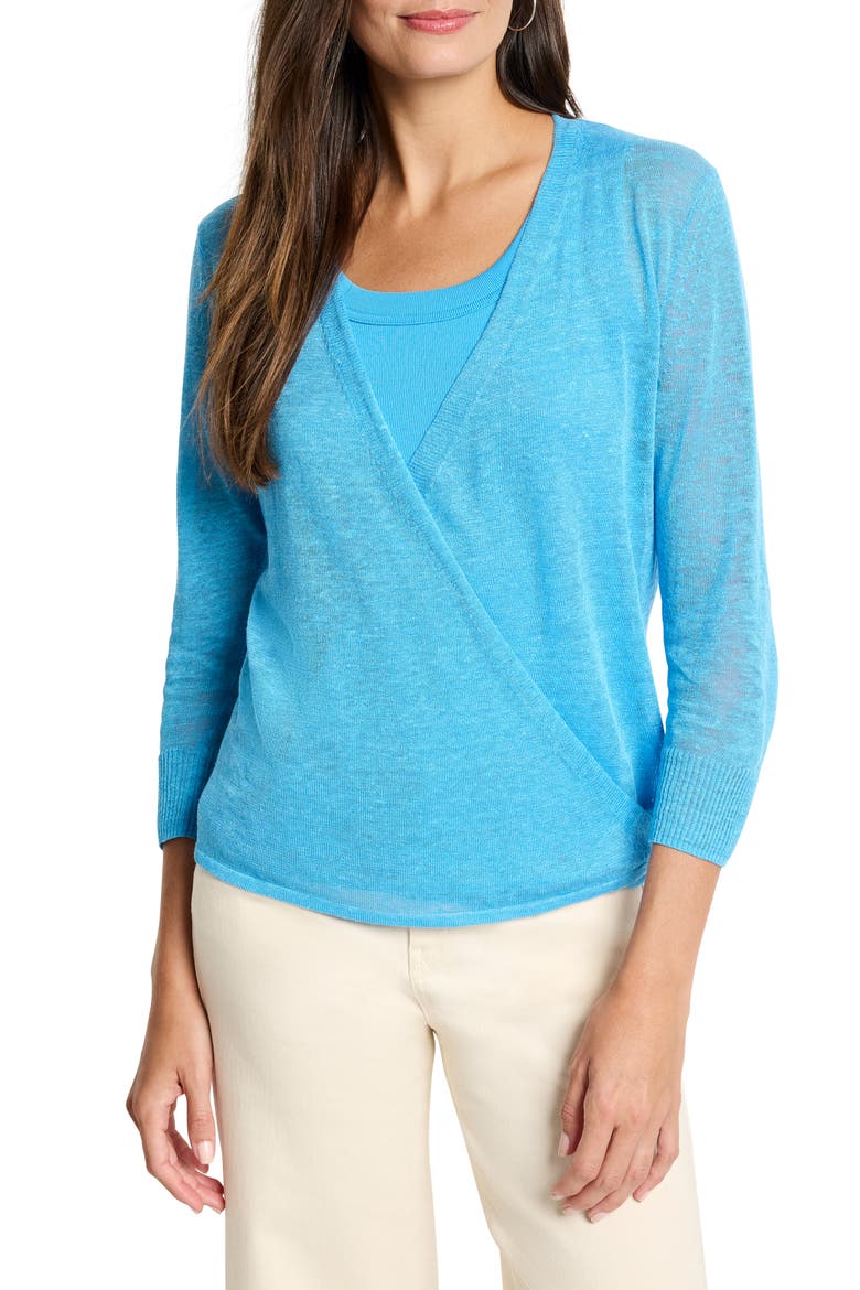4-Way Linen Blend Convertible Cardigan, Main, color, BLUE JEWEL