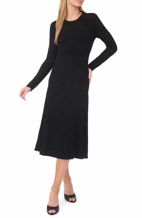 Ted Baker Metallic Mixed Stitch Long Sleeve Midi Sweater Dress