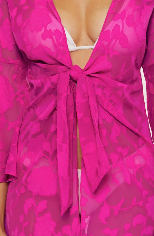 Becca Victoria Garden Burnout Chiffon Cover-up Tunic In Azalea