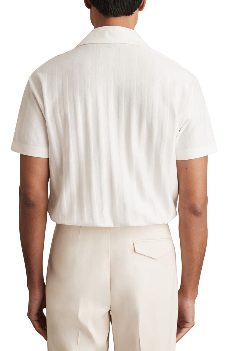 Reiss Sampson Textured Stripe Camp Shirt, Alternate, color, White
