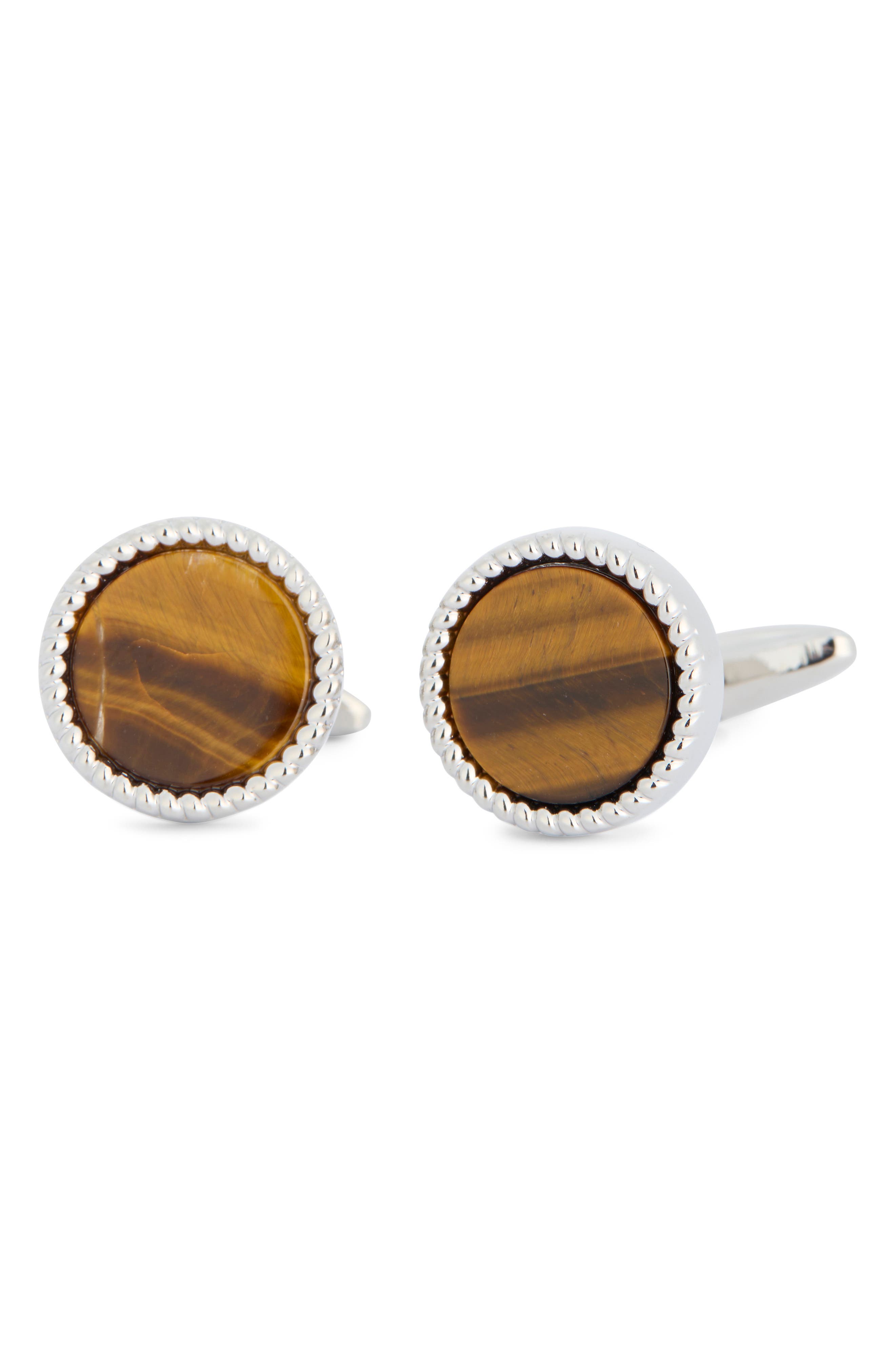 James Michael Tiger's Eye Round Cuff Links