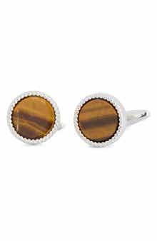 James Michael Tiger's Eye Round Cuff Links