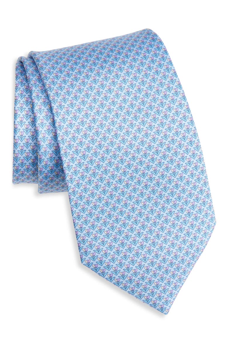 Floral Mulberry Silk Tie, Main, color, LIGHT BLUE