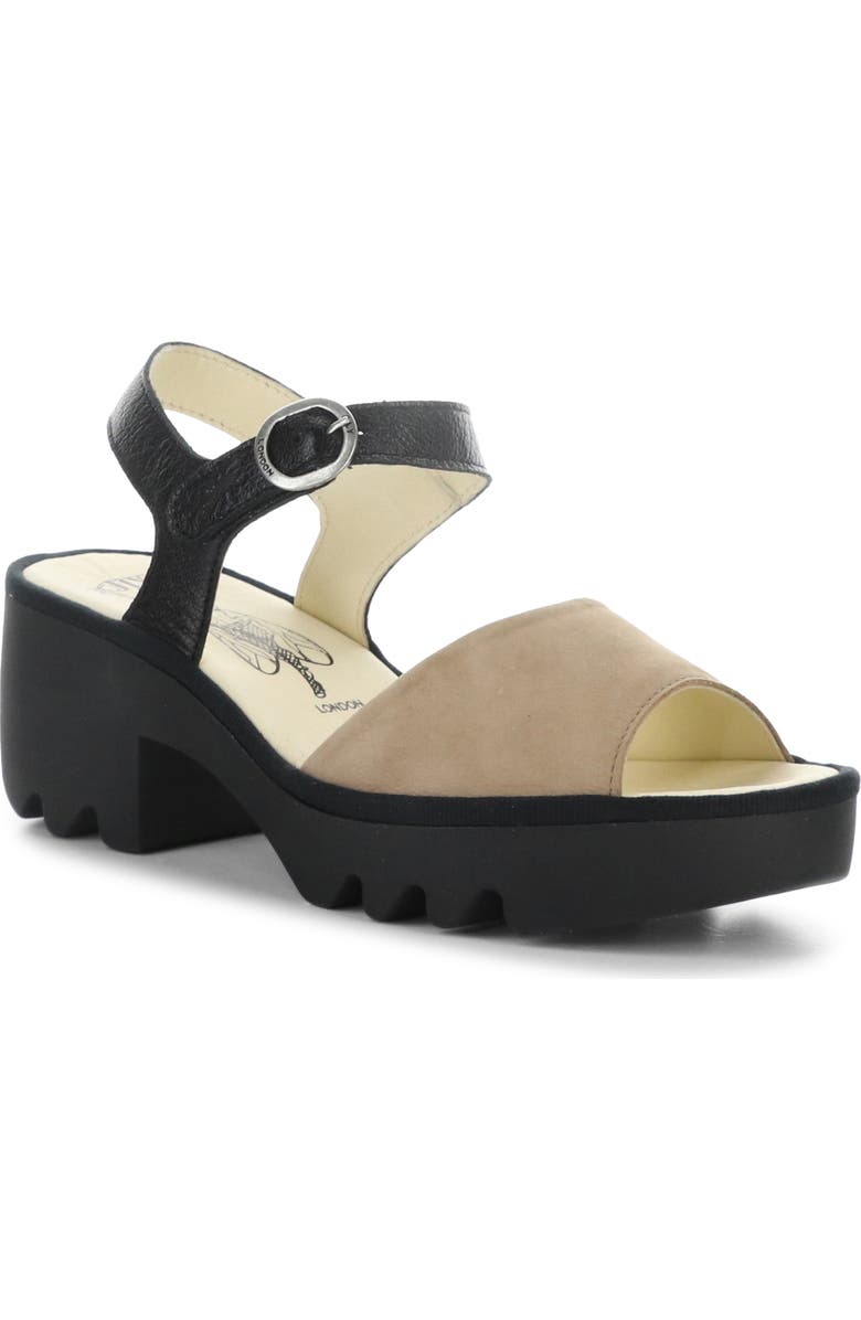 Fly London Tull Platform Sandal, Main, color, Taupe/ Black