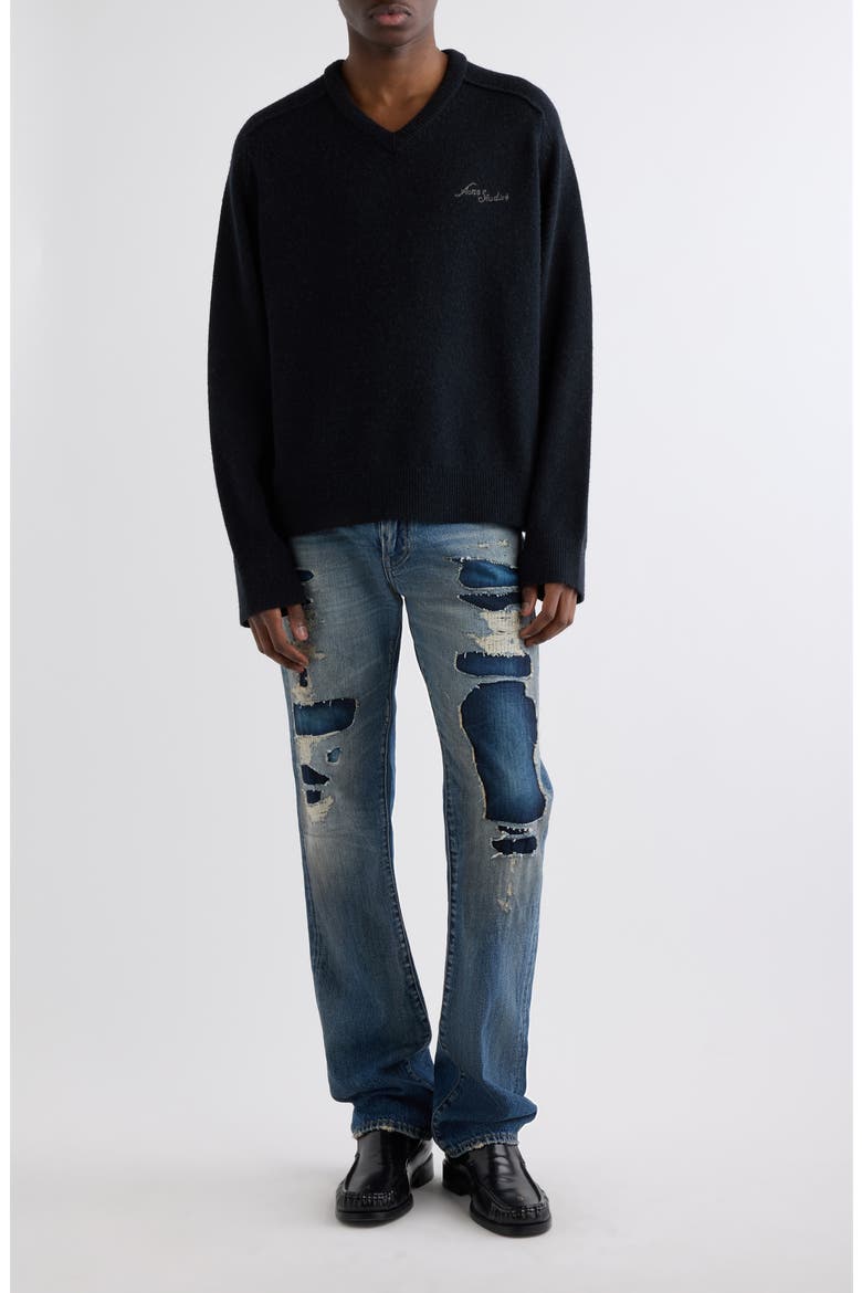 Kaymel Camel Hair V-Neck Sweater, Alternate, color, BLACK