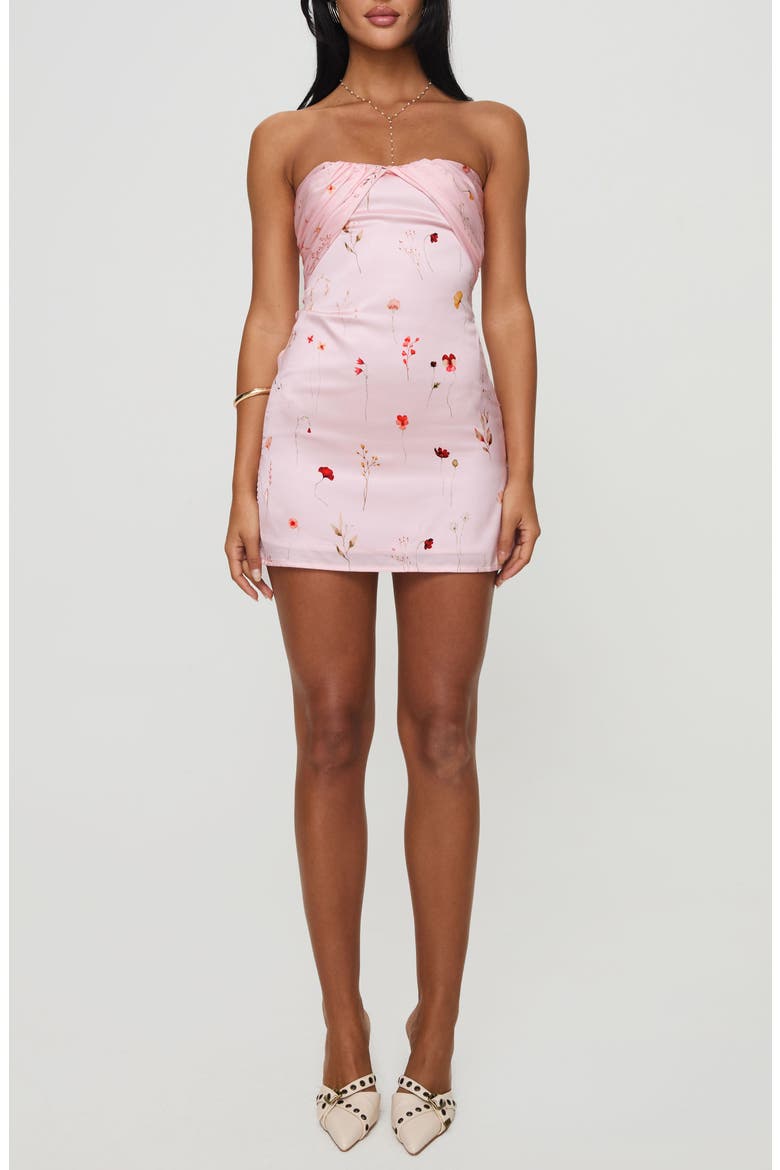 Irena Strapless Satin Minidress, Main, color, PINK