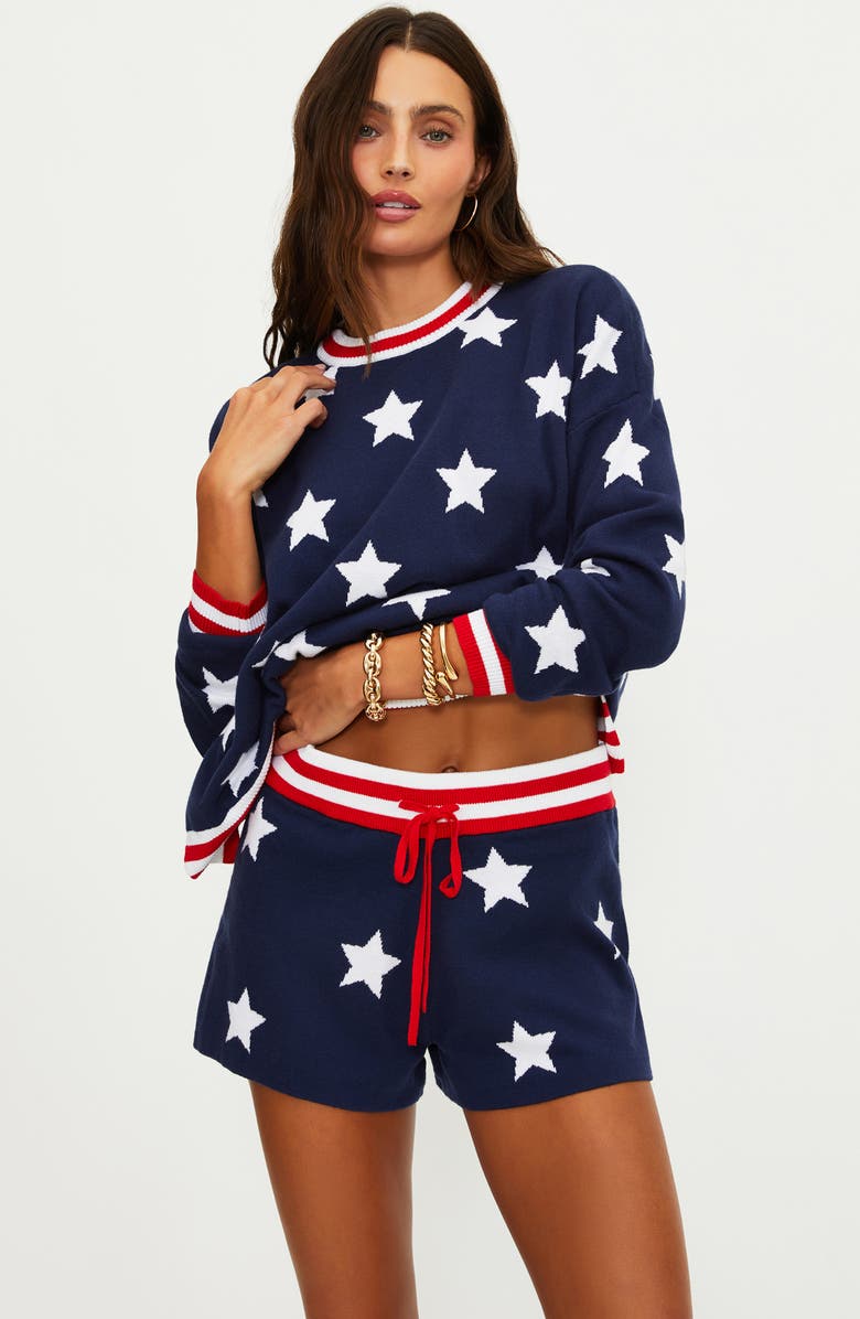 Beach Riot Balboa Star Knit Cover-Up Shorts, Alternate, color, Twilight Stars