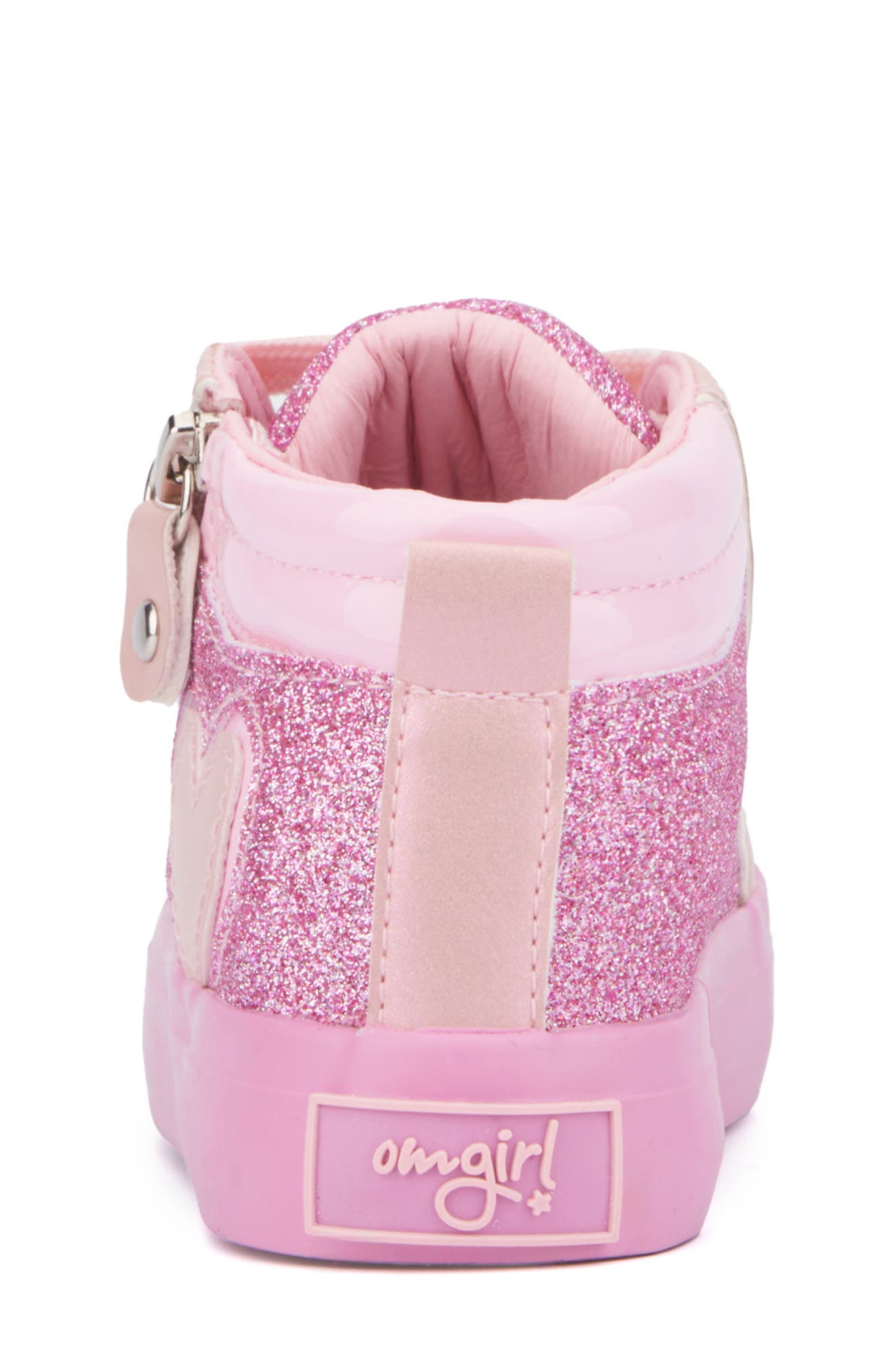 OLIVIA MILLER Kids' Glitter Heart Sneaker, Alternate, color, Pink