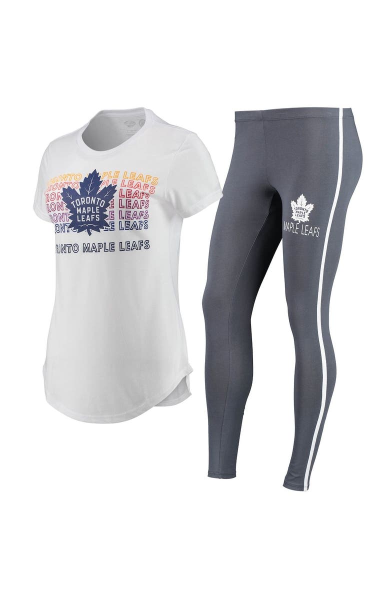 CONCEPTS SPORT Women's Concepts Sport White/Charcoal Toronto Maple Leafs Sonata T-Shirt & Leggings Set, Main, color, 